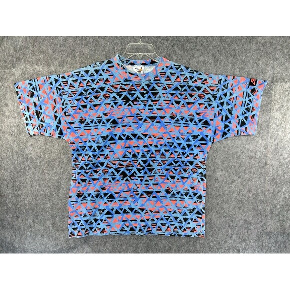 Vtg Hobie Shirt Men's Medium Blue Orange Surf 90's USA Aztec - Picture 1 of 7